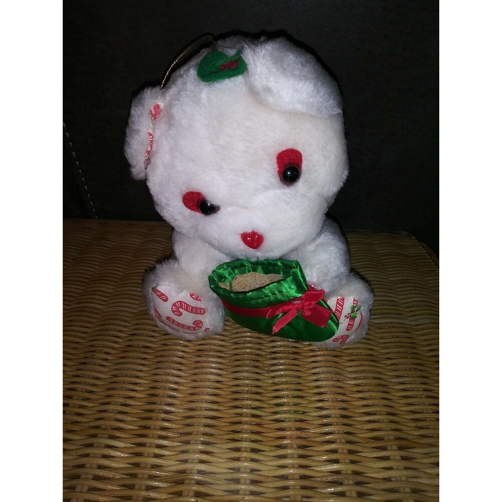 VINTAGE FUN WORLD 7" Candy Cane TEDDY BEAR STUFFED ANIMAL PLUSH TOY